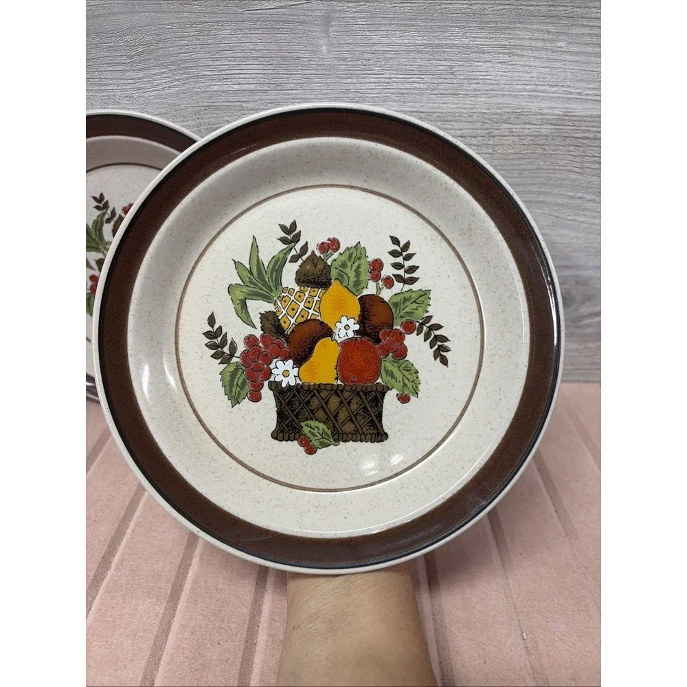 Mikasa Studio Glaze Bountiful Harvest Plates Vintage MCM X 2 EUC (e2)